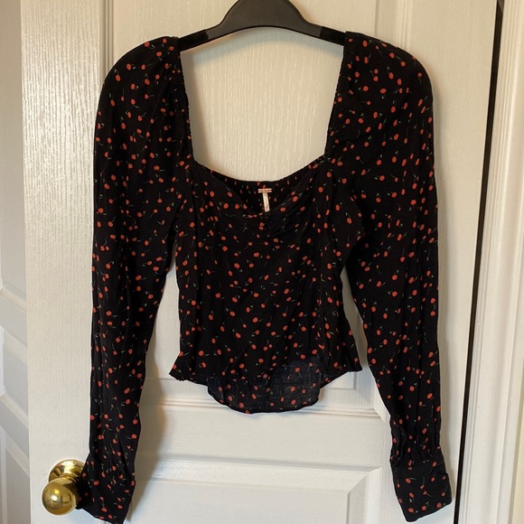 Free People Julia Cherry Print Blouse - Picture 6 of 8